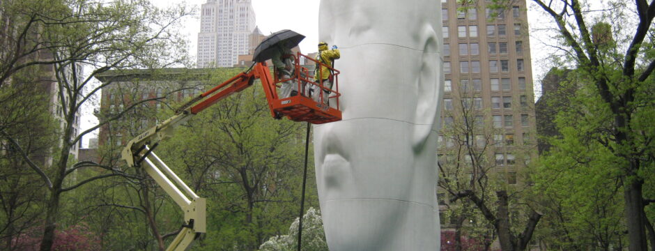 Alpines work on the Madison Square Park Statue.  Slurry Blasting to Remove Surface Stains Why You Should Consider Vapor Assisted Sandblasting