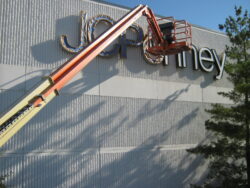 View of work on the JCPenny sign.