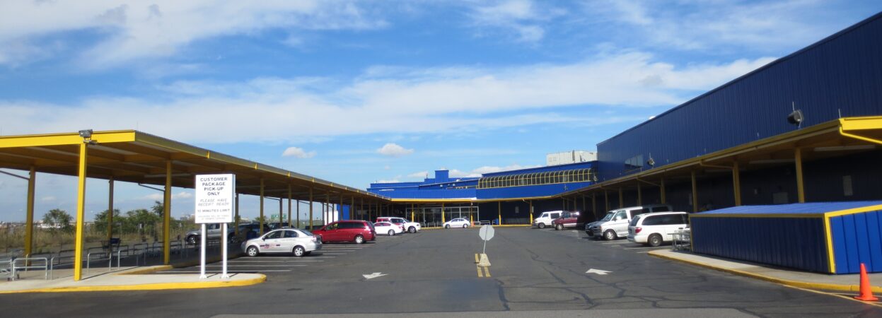 Completed front view of IKEA loading area from parking lot. Retail Stores and Malls